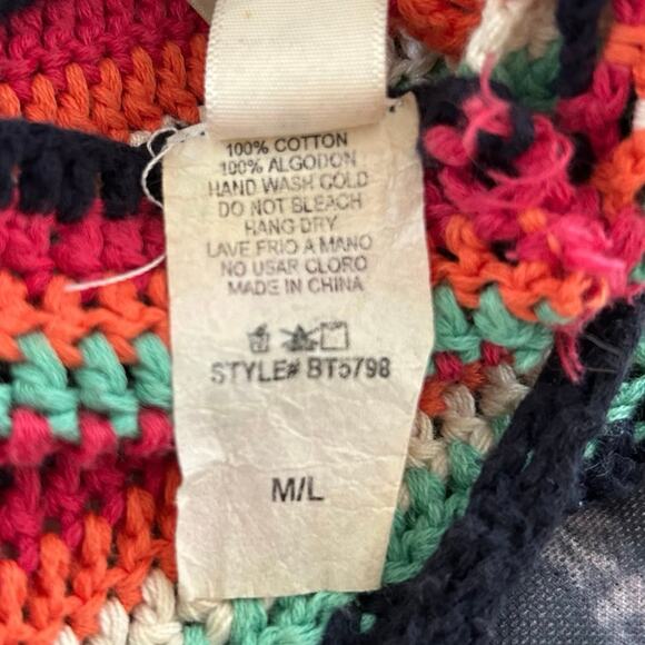 Blue Blush Women Crotchet Knit Halter Cropped Tank Top Festival Boho Size M/L - Picture 6 of 6